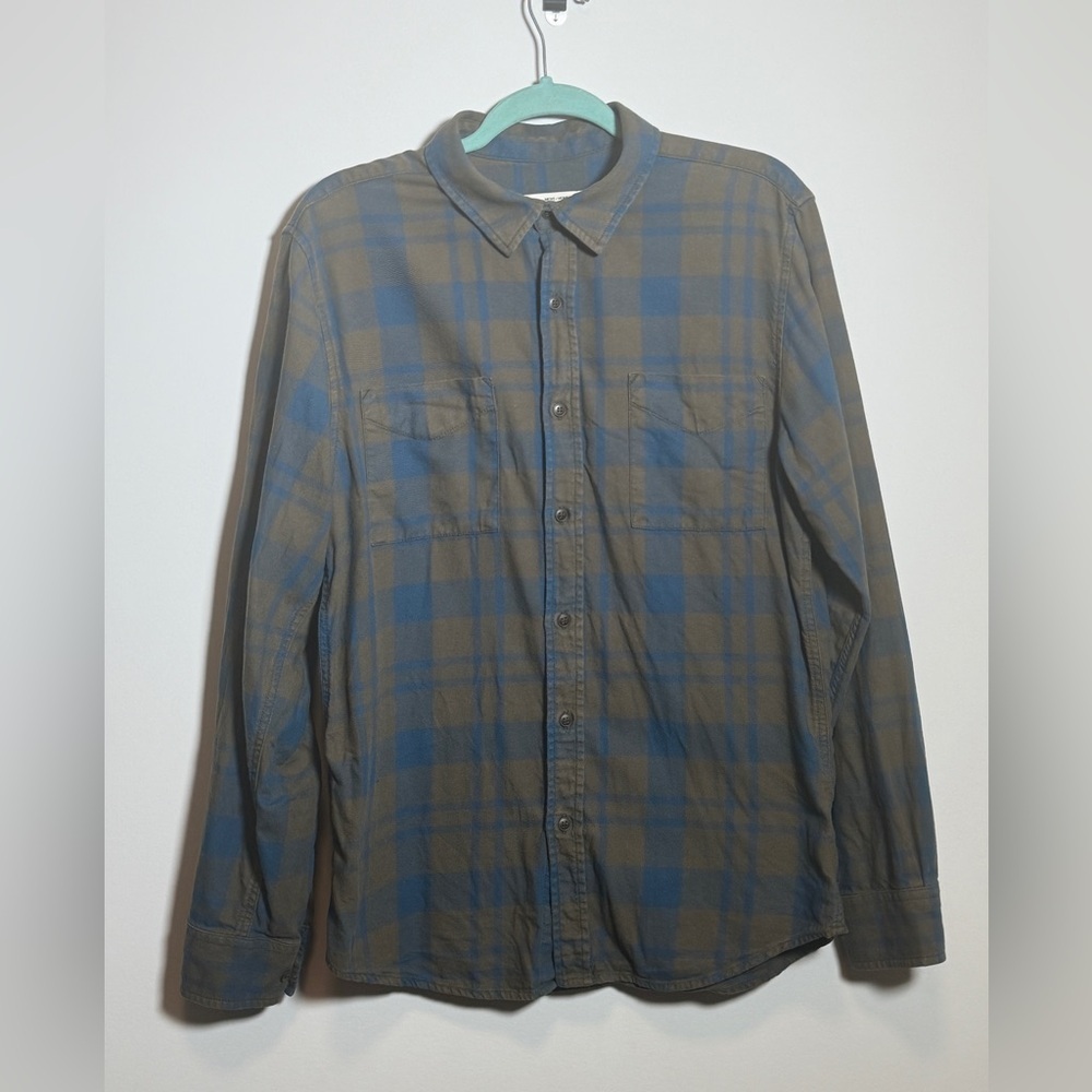 MEC Organic Cotton Flannel Shirt Men's Medium Green Plaid | Gorpcore Outdoor